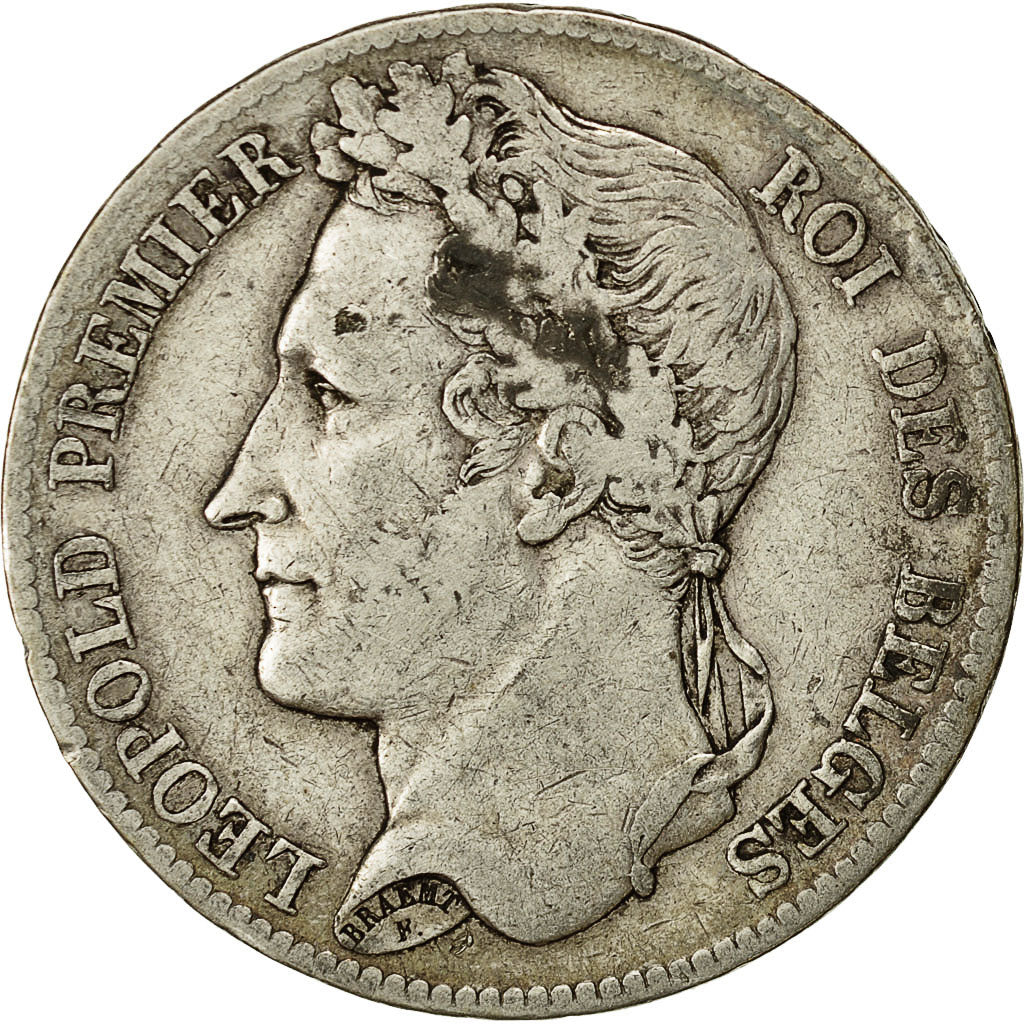Moneta, Belgio, Leopold I, 5 Francs, 5 Frank, 1834, MB+, Argento, KM:3.1