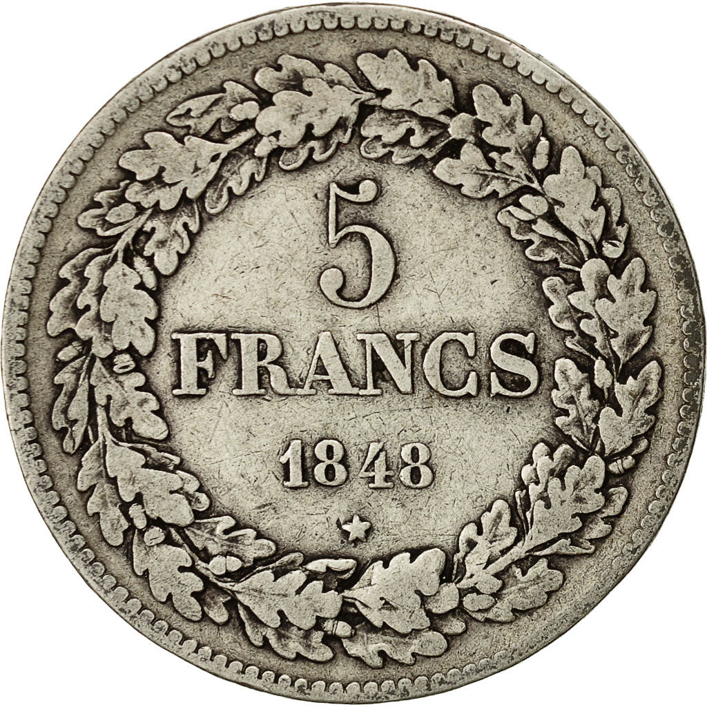 Coin, Belgium, Leopold I, 5 Francs, 5 Frank, 1848, VF(30-35), Silver, KM:3.2