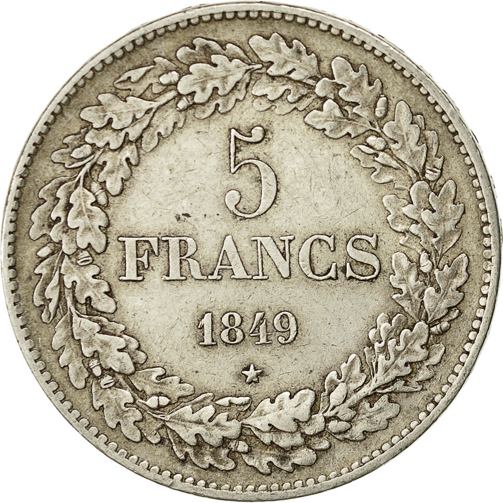 Moneta, Belgio, Leopold I, 5 Francs, 5 Frank, 1849, BB, Argento, KM:3.2
