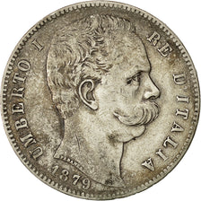 Coin, Italy, Umberto I, 5 Lire, 1879, Rome, VF(30-35), Silver, KM:20