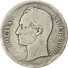 Monnaie, Venezuela, Gram 25, 5 Bolivares, 1889, TB, Argent, KM:24.1
