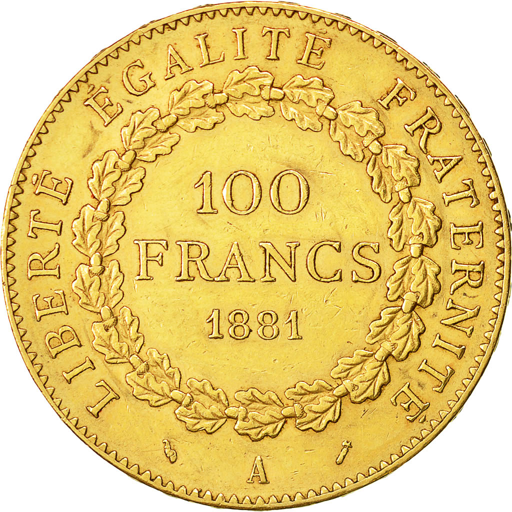 Munten, Frankrijk, Génie, 100 Francs, 1881, Paris, ZF+, Goud, KM:832