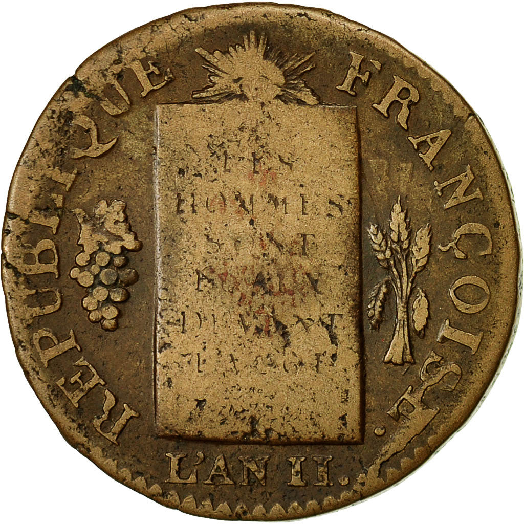 Monnaie, France, ½ sol aux balances, 1/2 Sol, 1793, La Rochelle, TB+, Bronze