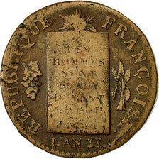 Monnaie, France, ½ sol aux balances, 1/2 Sol, 1793, La Rochelle, TB+, Bronze