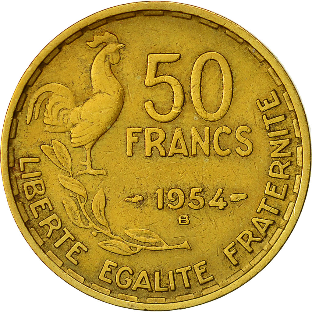 Coin, France, Guiraud, 50 Francs, 1954, Beaumont - Le Roger, VF(30-35)