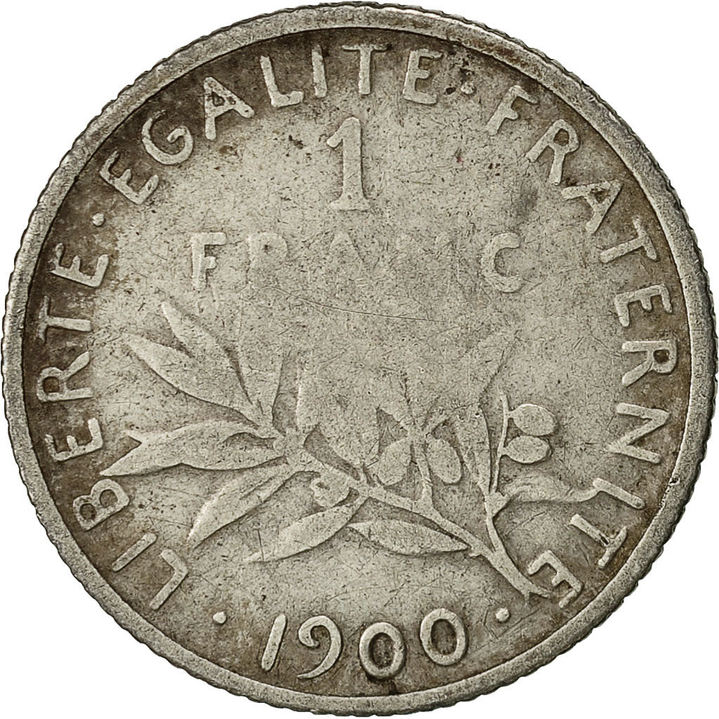 Moneta, Francia, Semeuse, Franc, 1900, Paris, MB, Argento, KM:844.1, Gadoury:467