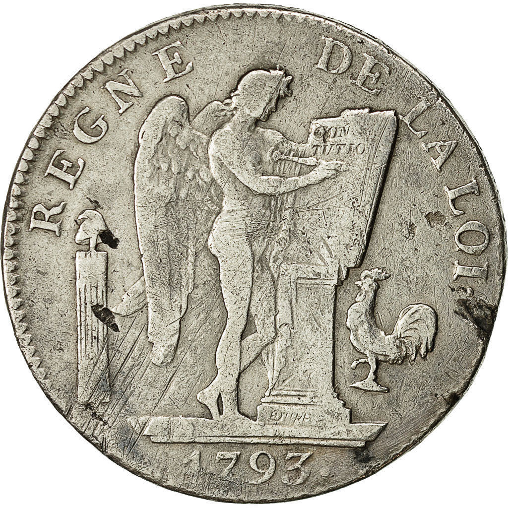Coin, France, Écu de 6 livres françoise, 6 Livres, 1793, Paris, VF(30-35)