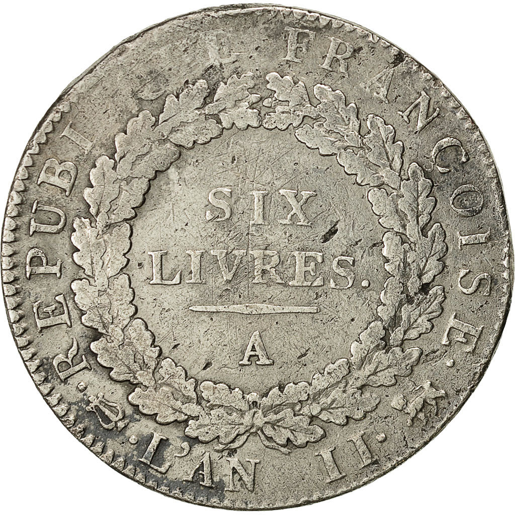 Coin, France, Écu de 6 livres françoise, 6 Livres, 1793, Paris, VF(30-35)