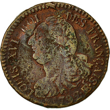 Moneta, Francia, 6 deniers français, 6 Deniers, 1792, Strasbourg, B+, Bronzo