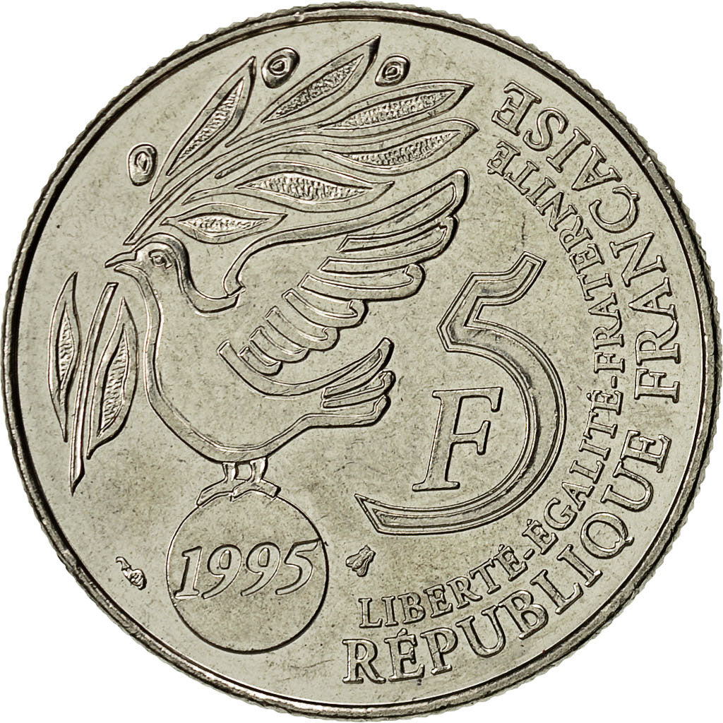 Monnaie, France, ONU, 5 Francs, 1995, Paris, SUP, Argent, Gadoury:776, KM:1118