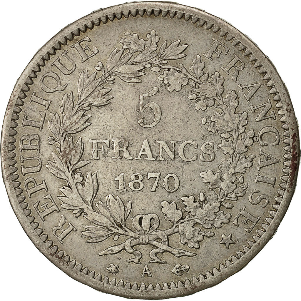 Coin, France, Hercule, 5 Francs, 1870, Paris, VF(30-35), Silver, KM:820.1