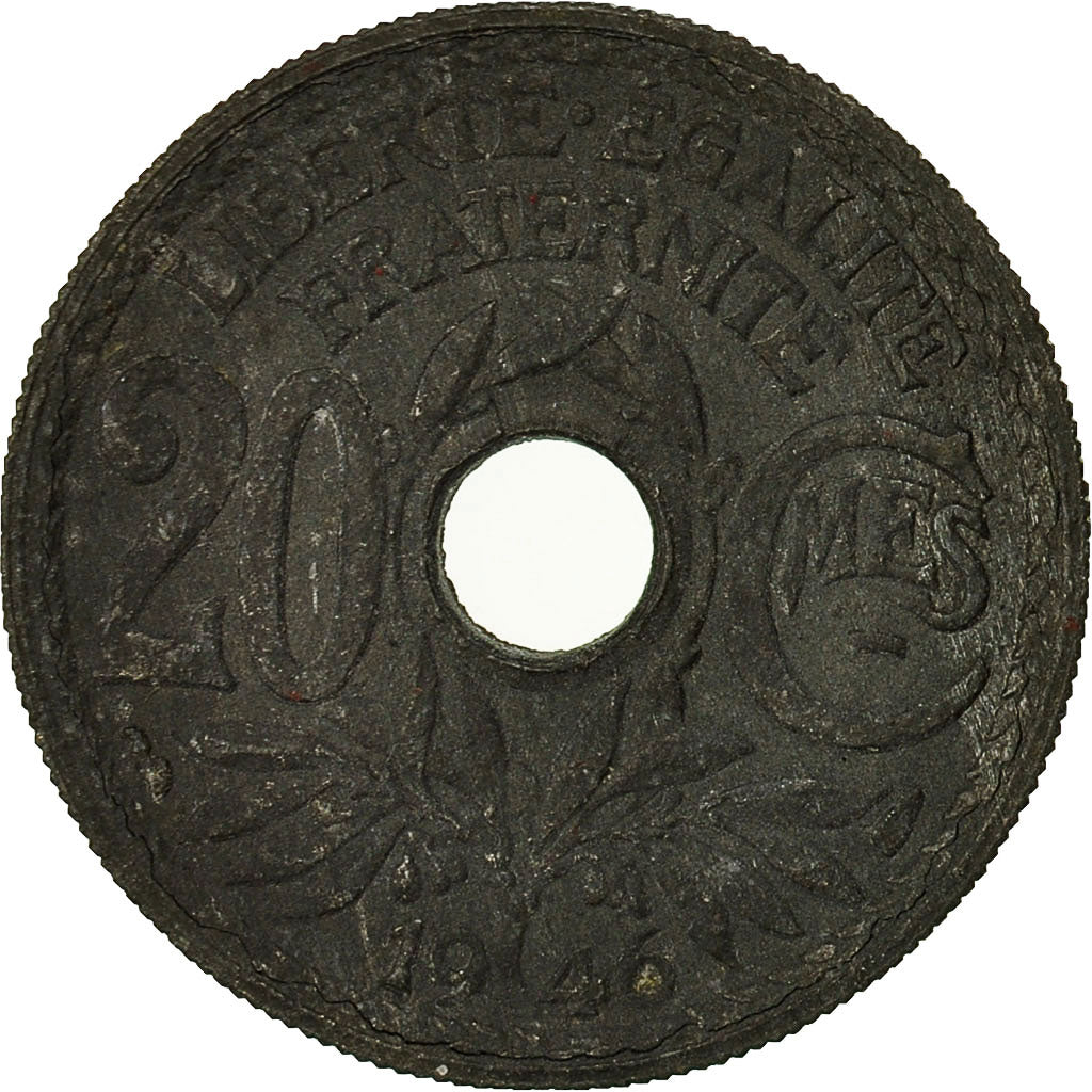 Coin, France, Lindauer, 20 Centimes, 1946, Paris, EF(40-45), Zinc, KM:907.1