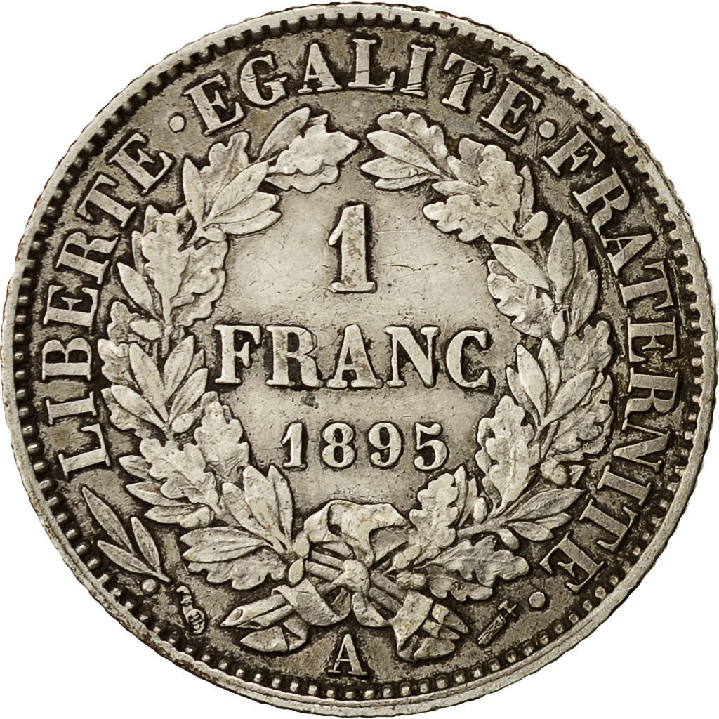 Moneta, Francja, Cérès, Franc, 1895, Paris, AU(55-58), Srebro, KM:822.1