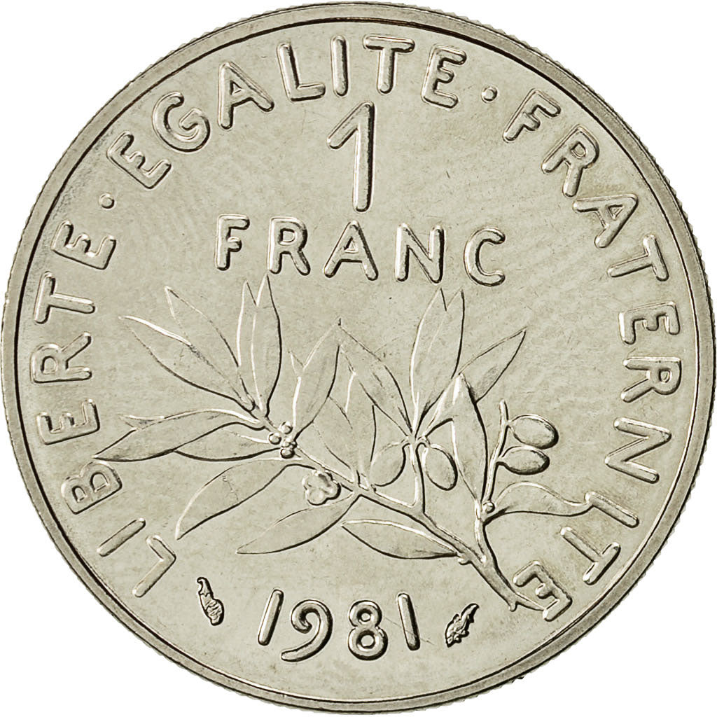 Moneta, Francja, Semeuse, Franc, 1981, Paris, MS(63), Nikiel, KM:925.1