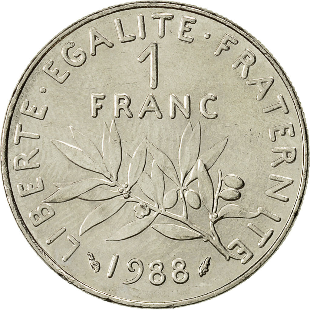 Munten, Frankrijk, Semeuse, Franc, 1988, Paris, UNC-, Nickel, KM:925.1