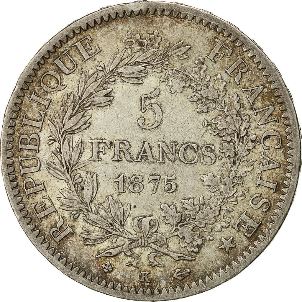 Monnaie, France, Hercule, 5 Francs, 1875, Bordeaux, TTB, Argent, Gadoury:745a