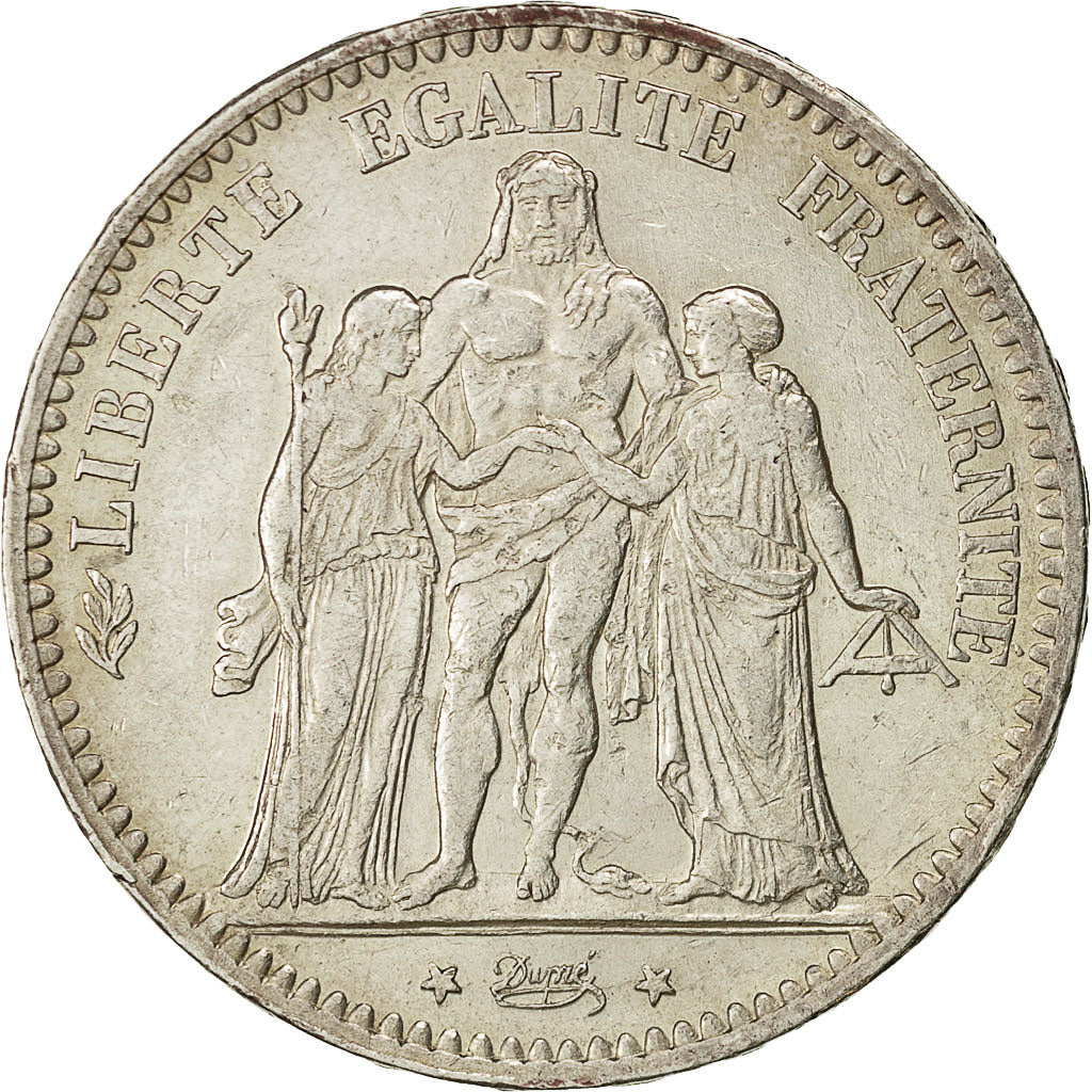 Coin, France, Hercule, 5 Francs, 1877, Bordeaux, EF(40-45), Silver, KM:820.2