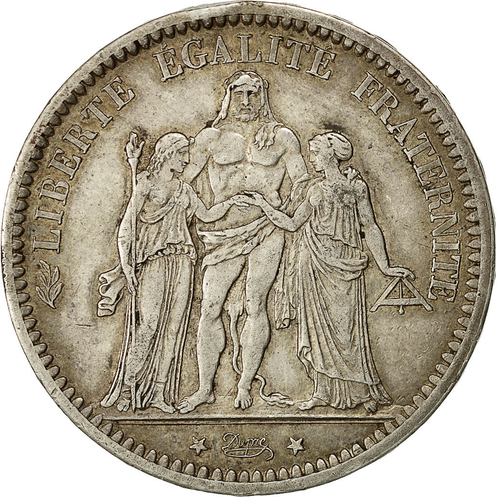 Munten, Frankrijk, Hercule, 5 Francs, 1872, Paris, ZF, Zilver, KM:820.1