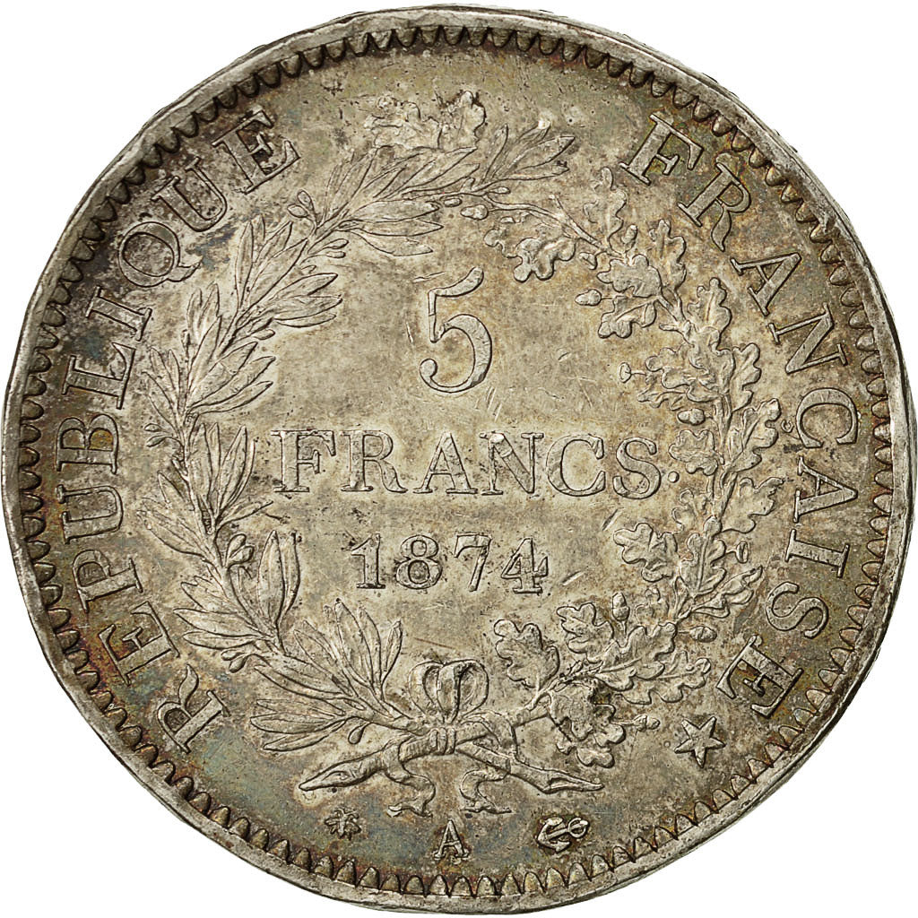 Coin, France, Hercule, 5 Francs, 1874, Paris, EF(40-45), Silver, KM:820.1
