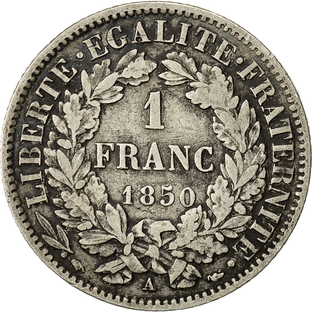 Monnaie, France, Cérès, Franc, 1850, Paris, TTB, Argent, Gadoury:457, KM:759.1