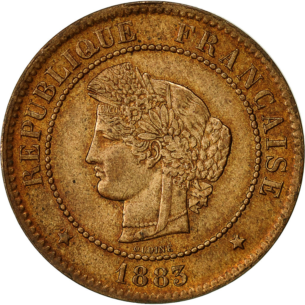 Moneta, Francja, Cérès, 5 Centimes, 1883, Paris, MS(63), Bronze, KM:821.1