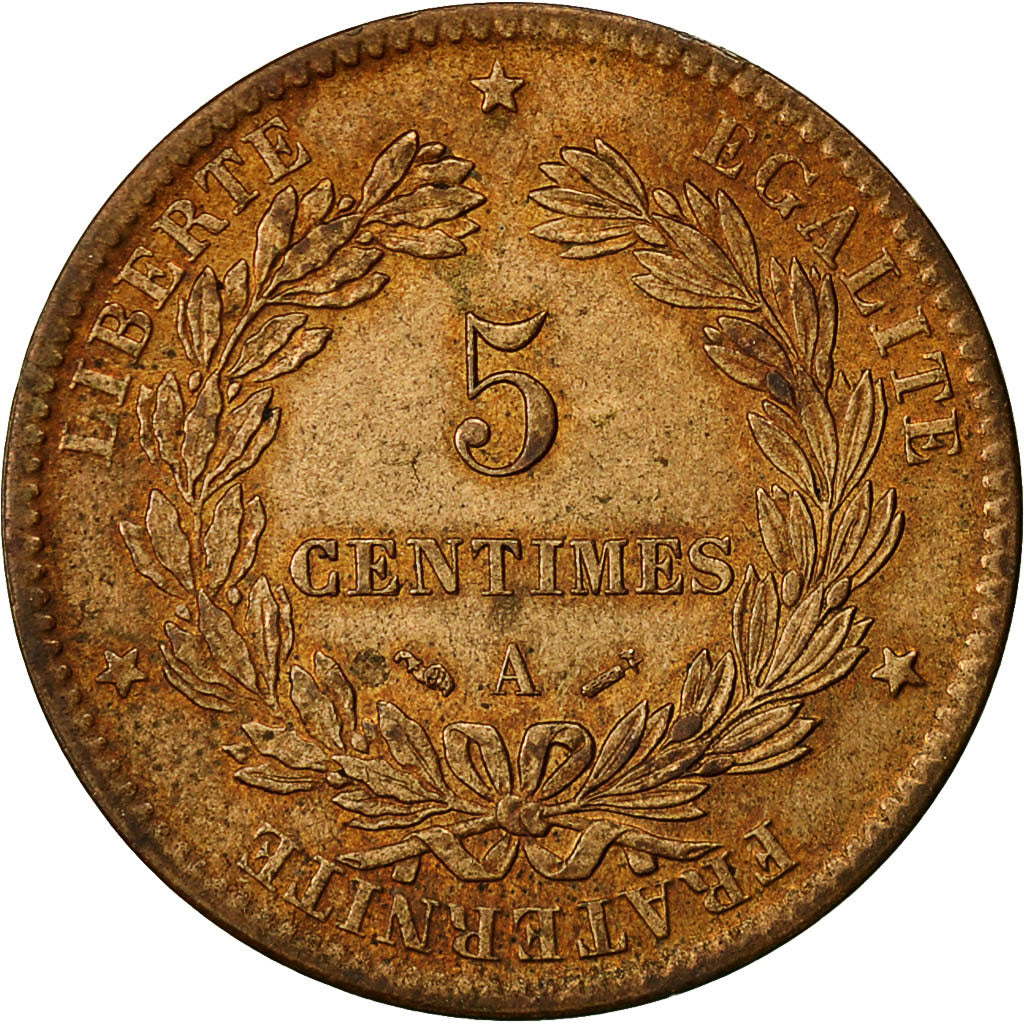 Moneta, Francja, Cérès, 5 Centimes, 1883, Paris, MS(63), Bronze, KM:821.1