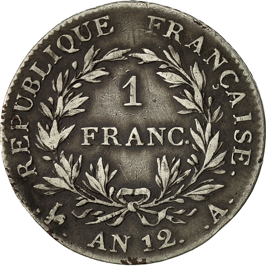 Coin, France, Napoléon I, Franc, An 12 (1804), Paris, EF(40-45), Silver