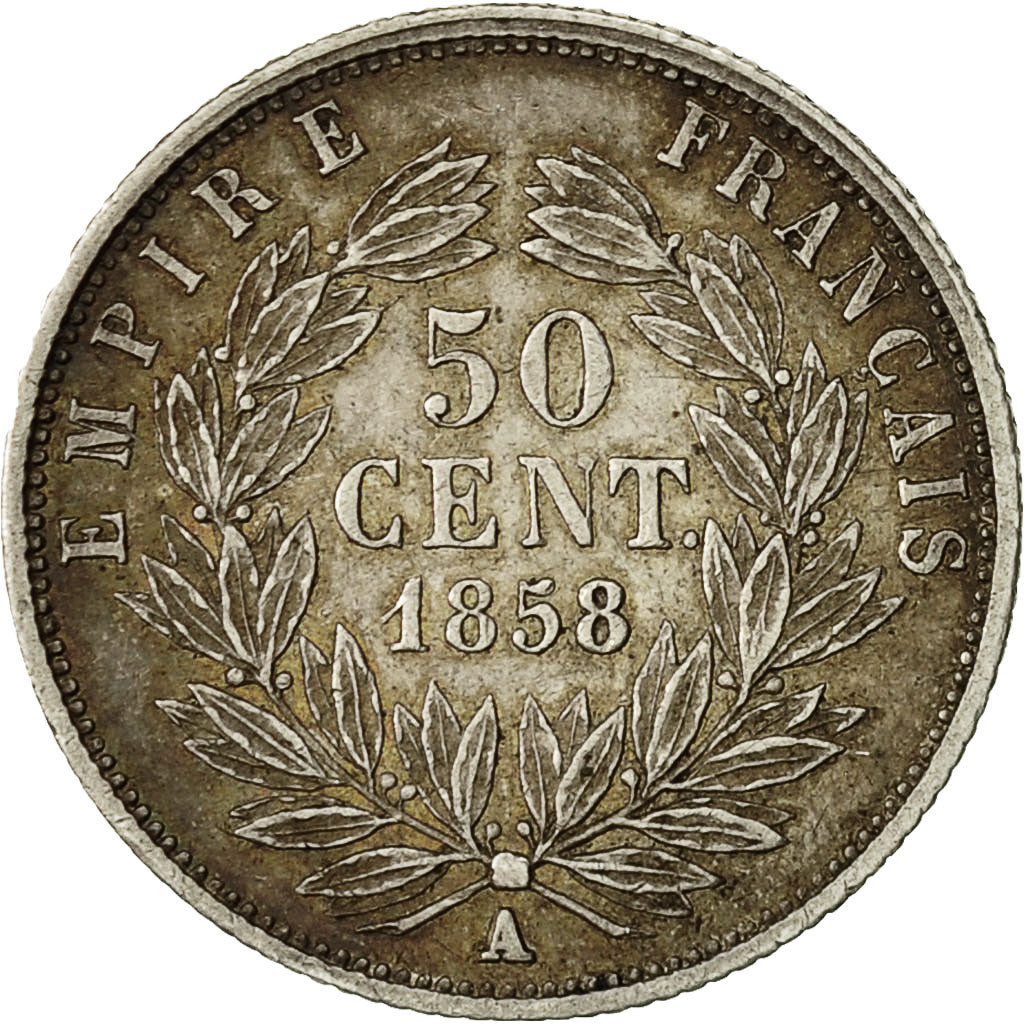 Moneta, Francia, Napoleon III, Napoléon III, 50 Centimes, 1858, Paris, BB+