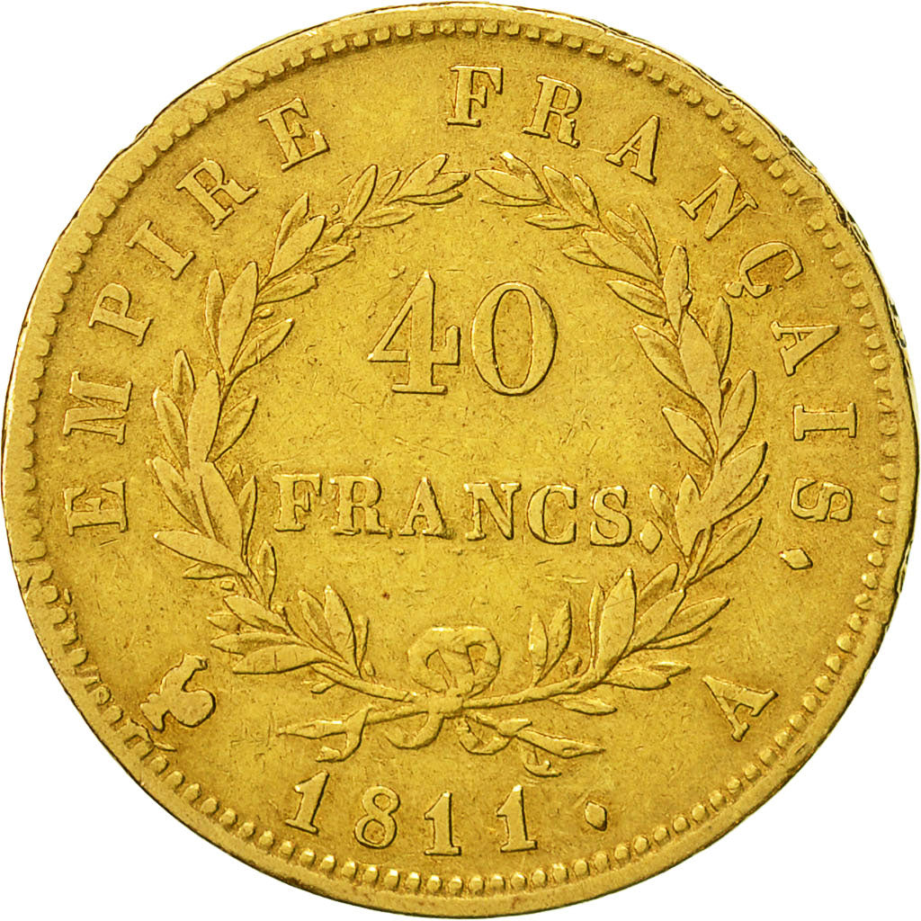Münze, Frankreich, Napoléon I, 40 Francs, 1811, Paris, S+, Gold, KM:696.1