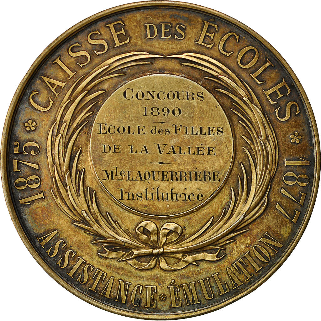Francia, medaglia, caisse des écoles Amiens, 1890, BB+, Argento