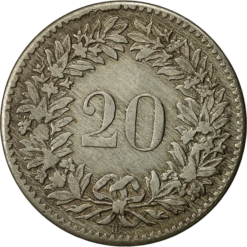 Coin, Switzerland, 20 Rappen, 1850, Strasbourg, AU(50-53), Billon, KM:7