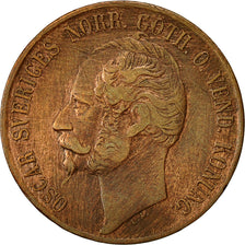 Moneda, Suecia, Oscar I, 5 Öre, 1857, MBC, Bronce, KM:690