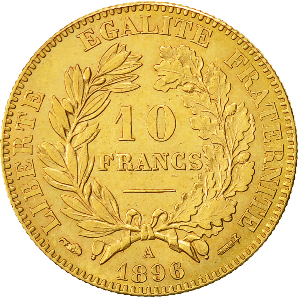 Coin, France, Cérès, 10 Francs, 1896, Paris, AU(55-58), Gold, KM:830