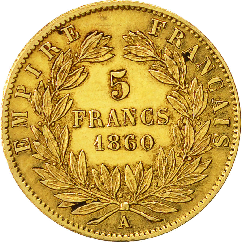 Moneta, Francia, Napoleon III, Napoléon III, 5 Francs, 1860, Paris, SPL-, Oro