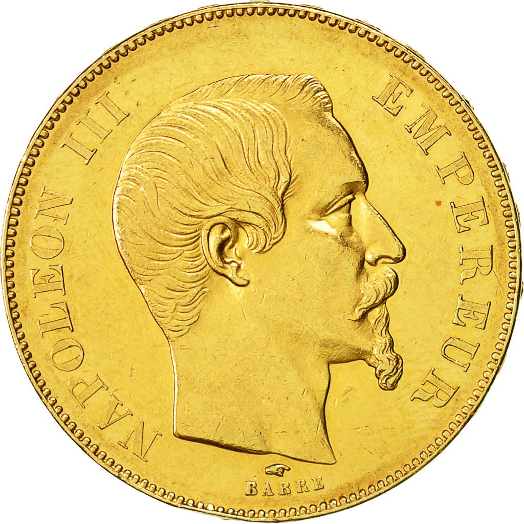 Moneta, Francia, Napoleon III, Napoléon III, 50 Francs, 1857, Paris, BB+, Oro