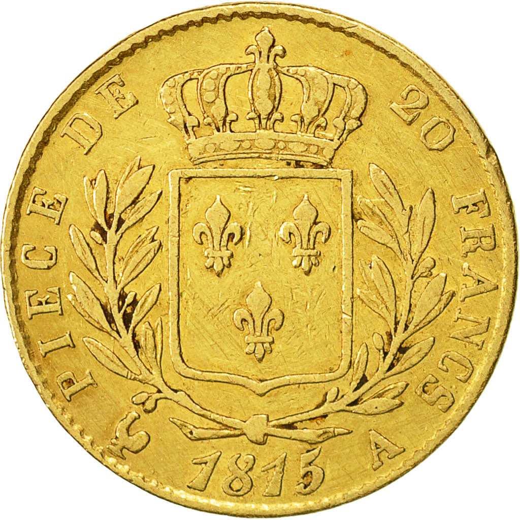 Coin, France, Louis XVIII, Louis XVIII, 20 Francs, 1815, Paris, EF(40-45), Gold