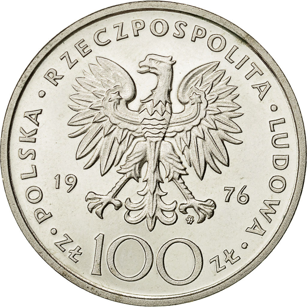 Moneda, Polonia, 100 Zlotych, 1976, Warsaw, FDC, Plata, KM:84