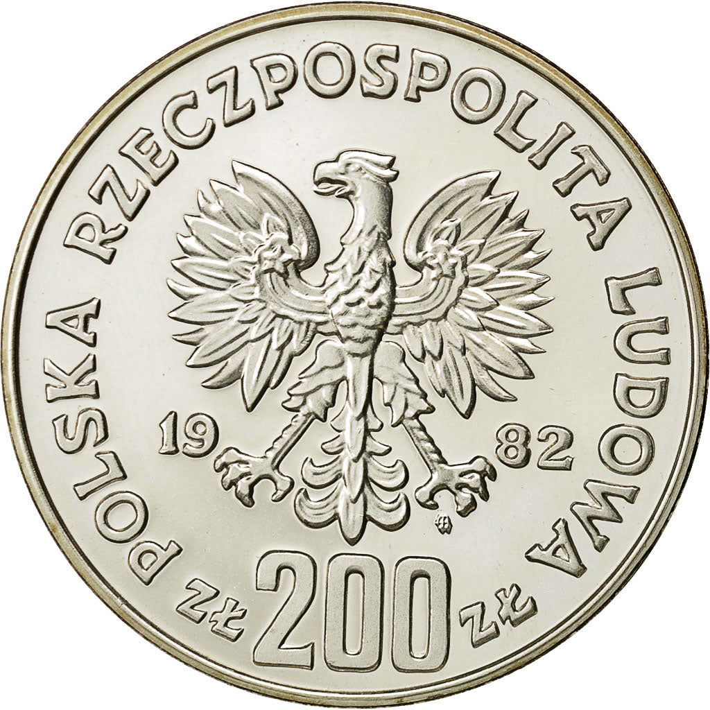Coin, Poland, 200 Zlotych, 1982, Warsaw, MS(63), Silver, KM:Pr472