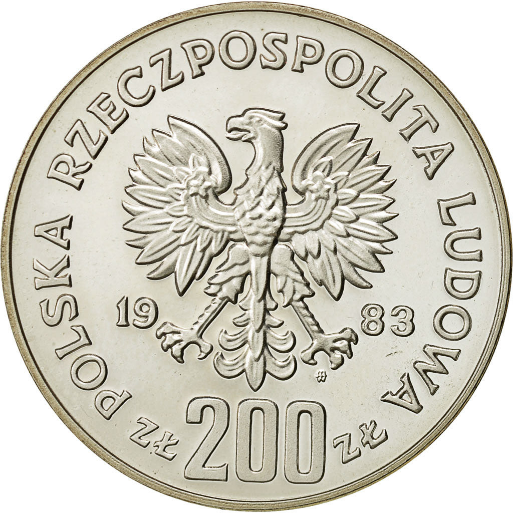 Coin, Poland, 200 Zlotych, 1983, Warsaw, MS(65-70), Silver, KM:143