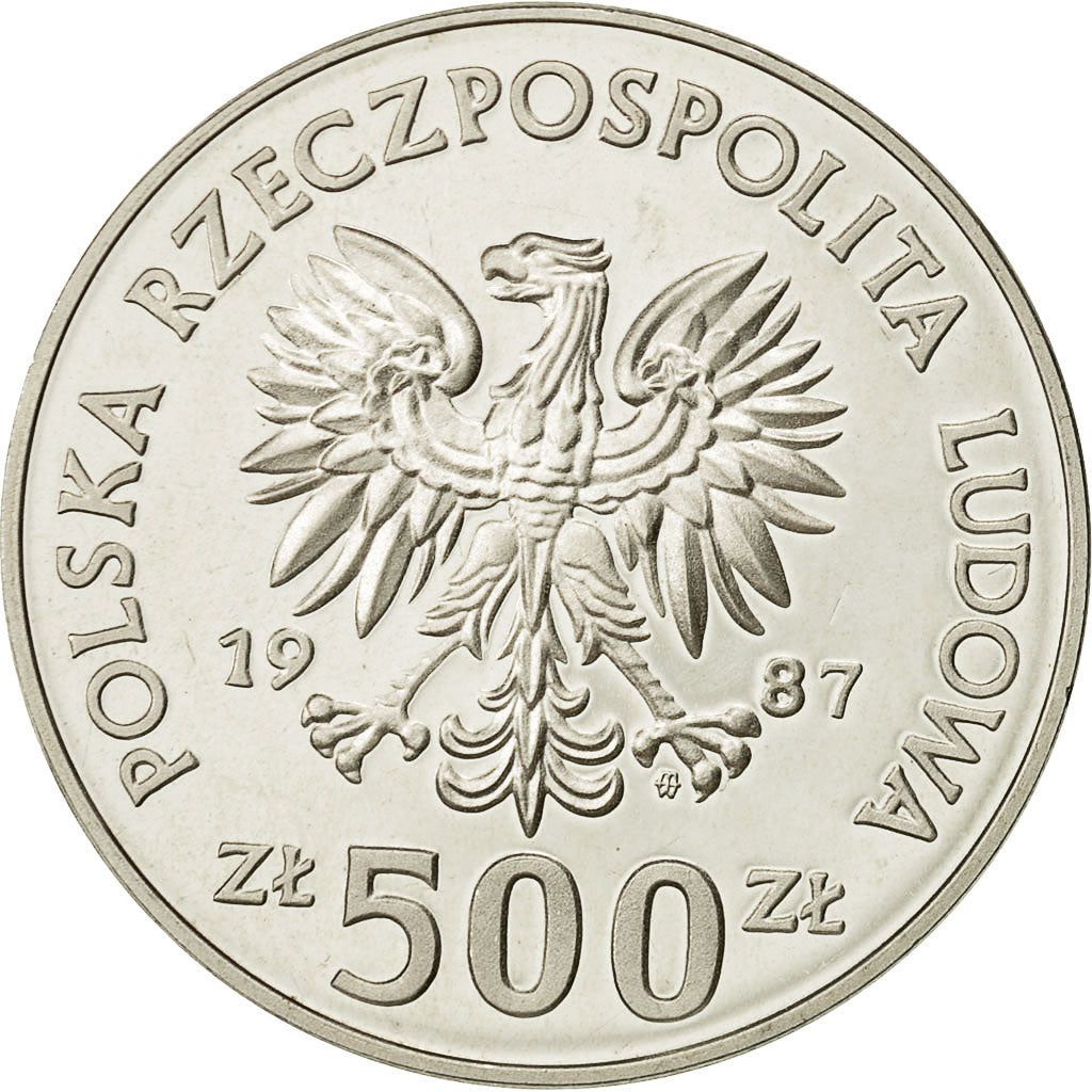 Coin, Poland, 500 Zlotych, 1987, Warsaw, MS(65-70), Silver, KM:173