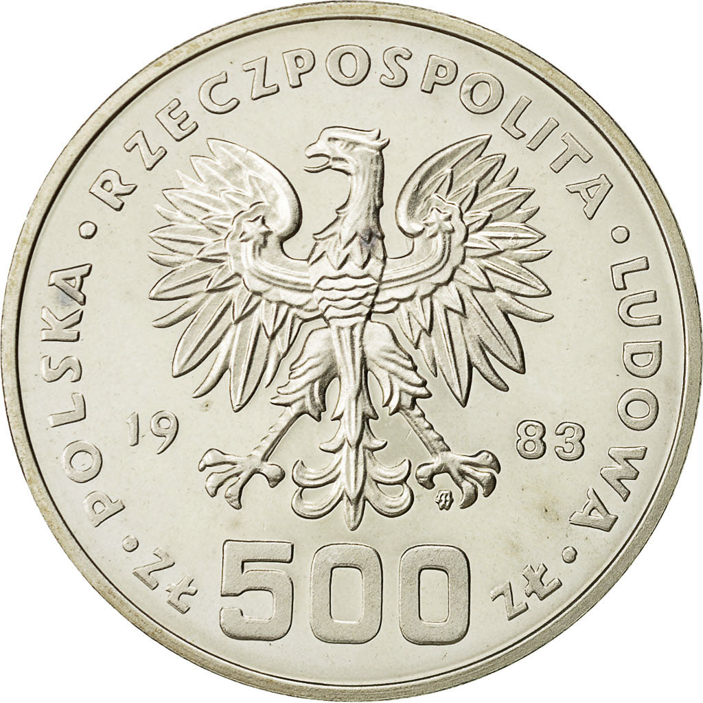 Coin, Poland, 500 Zlotych, 1983, Warsaw, MS(65-70), Silver, KM:Pr496