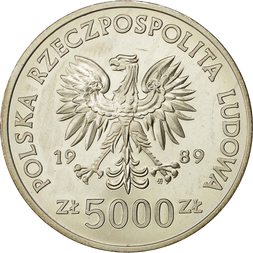 Monnaie, Pologne, 5000 Zlotych, 1989, Warsaw, FDC, Argent, KM:197