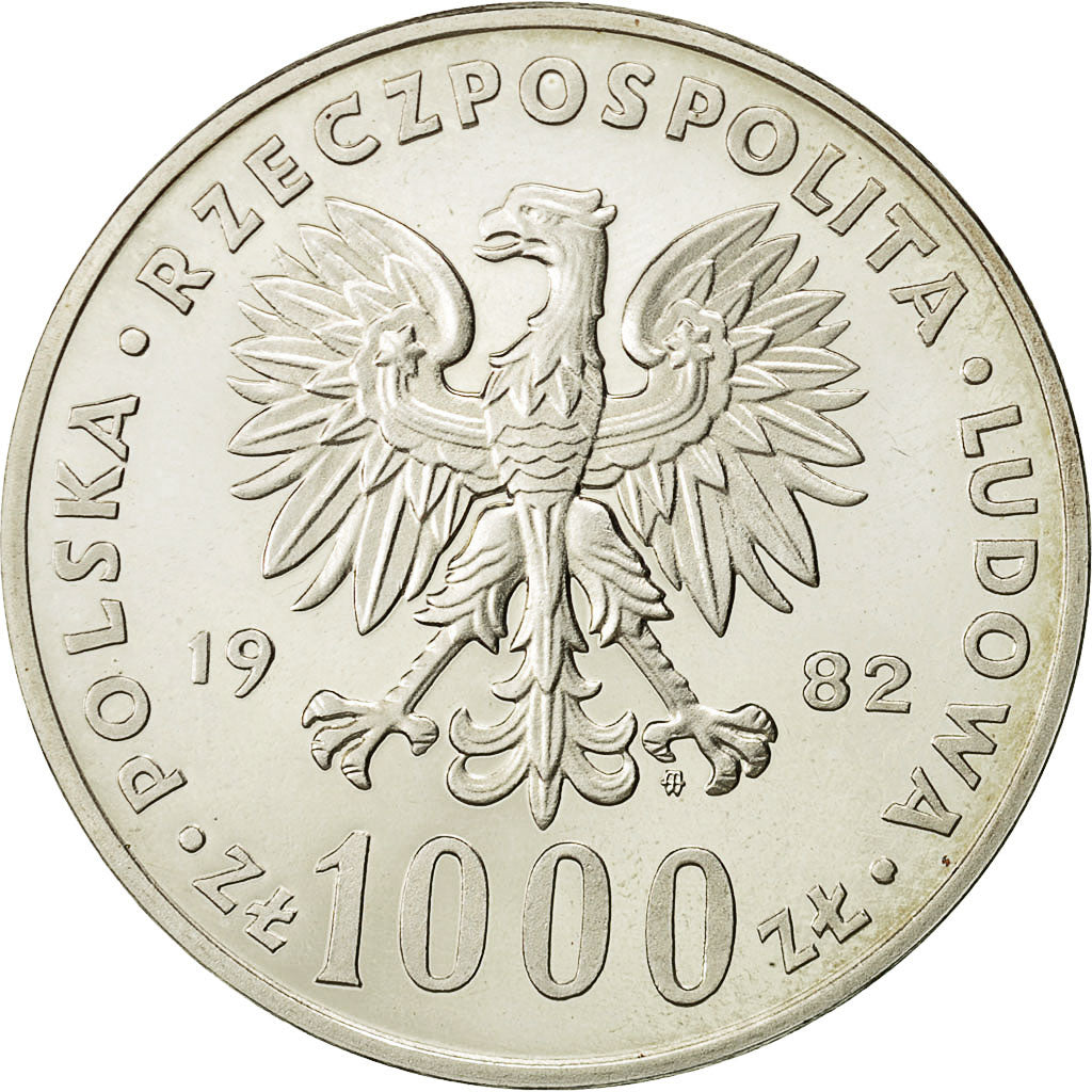 Coin, Poland, 1000 Zlotych, 1982, Warsaw, MS(65-70), Silver, KM:Pr478