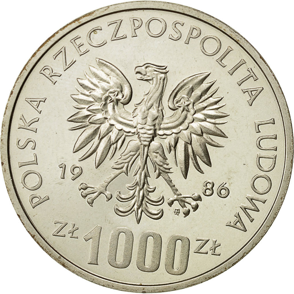 Moneta, Polonia, 1000 Zlotych, 1986, Warsaw, FDC, Argento, KM:Pr548