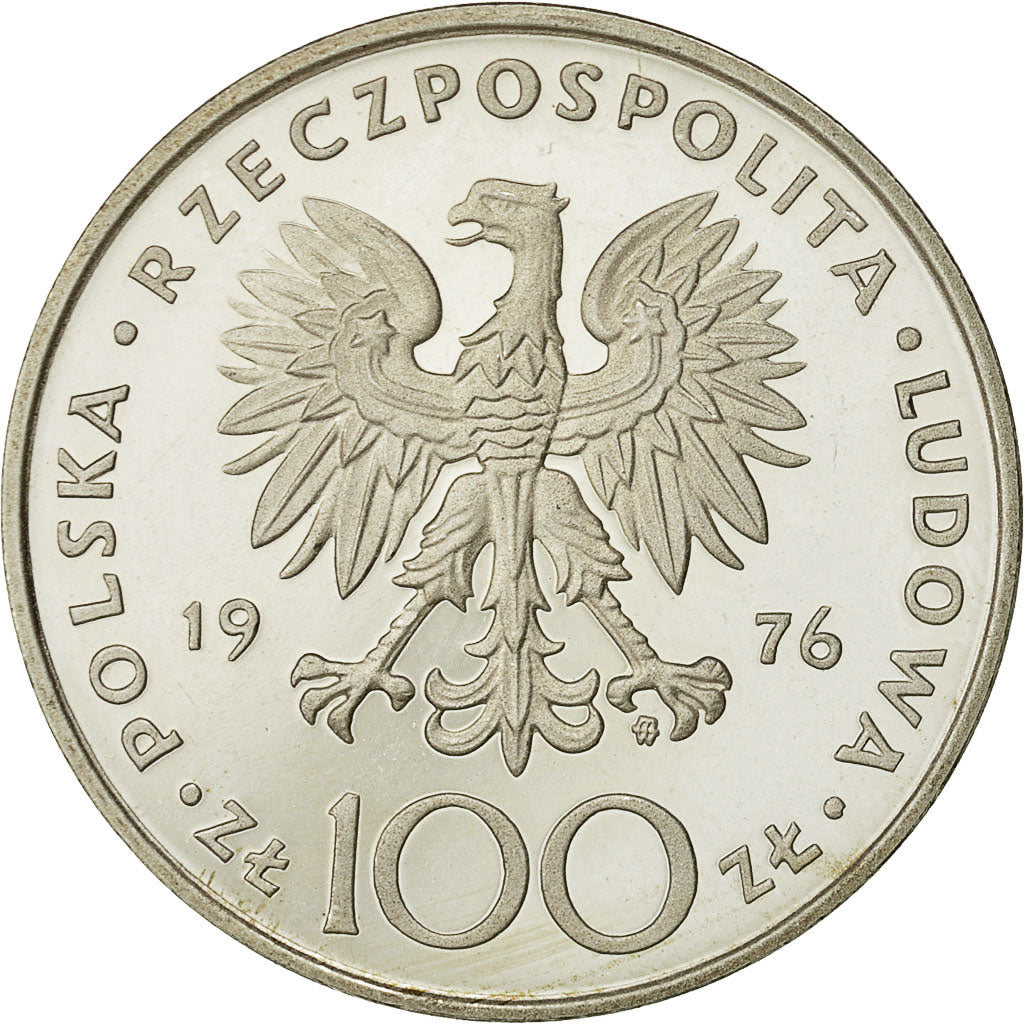 Coin, Poland, 100 Zlotych, 1976, Warsaw, MS(65-70), Silver, KM:82