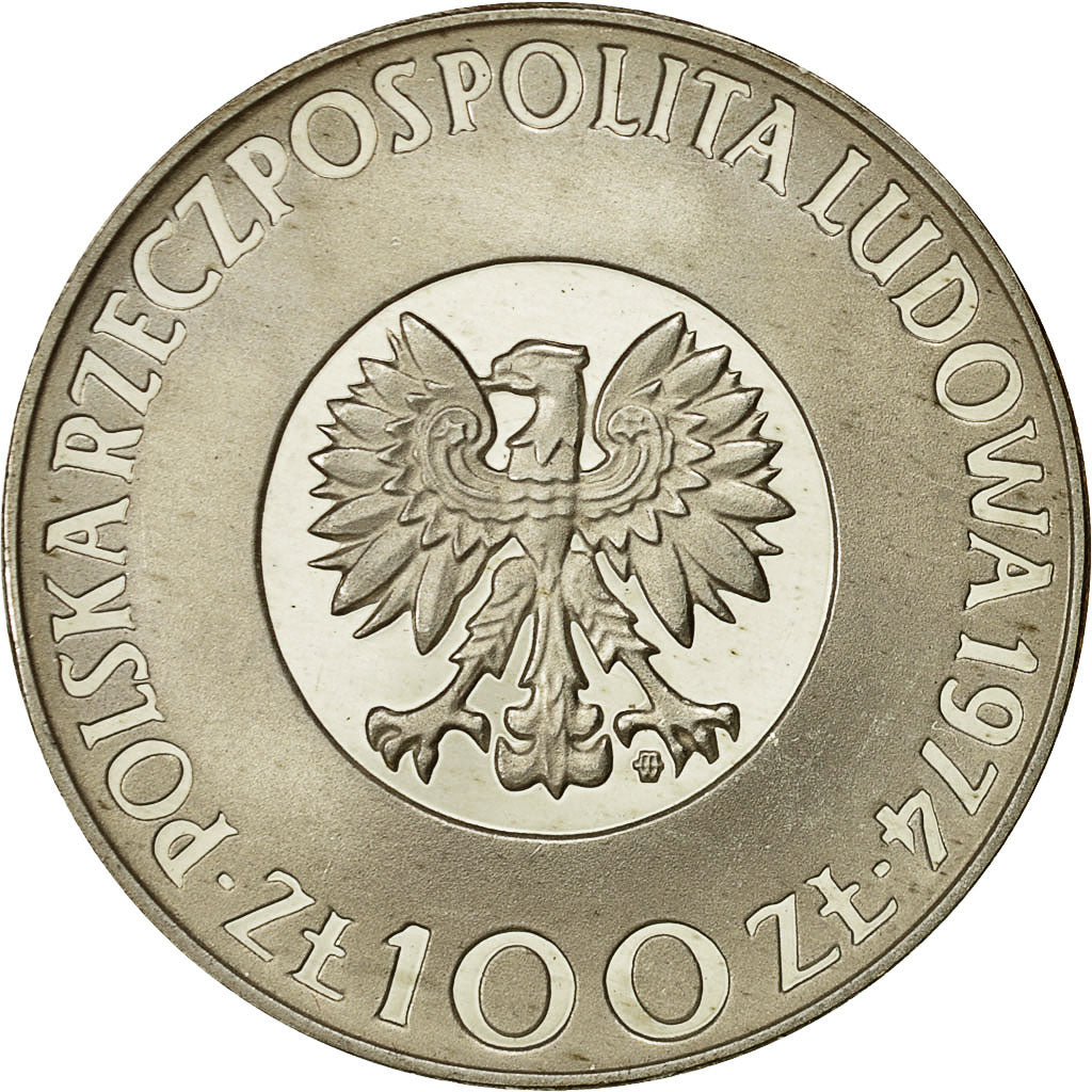 Coin, Poland, 100 Zlotych, 1974, Warsaw, MS(65-70), Silver, KM:68