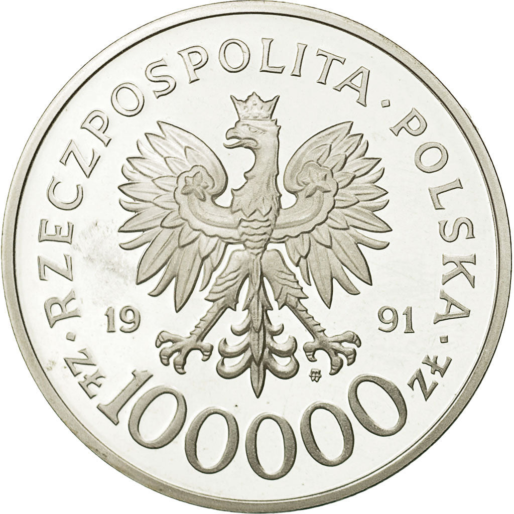 Moneta, Polonia, 100000 Zlotych, 1991, Warsaw, FDC, Argento, KM:236