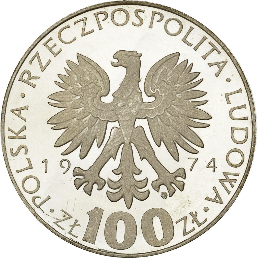 Coin, Poland, 100 Zlotych, 1974, Warsaw, MS(65-70), Silver, KM:Pr244