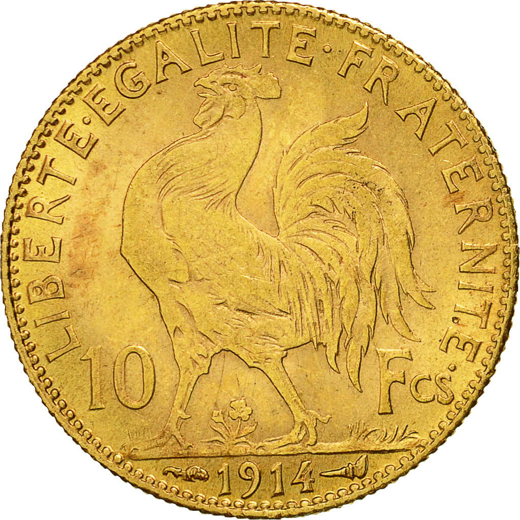 Coin, France, Marianne, 10 Francs, 1914, Paris, AU(55-58), Gold, KM:846