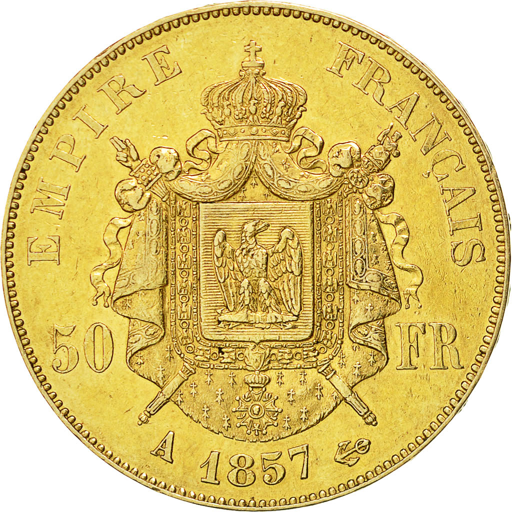 Coin, France, Napoleon III, Napoléon III, 50 Francs, 1857, Paris, AU(50-53)